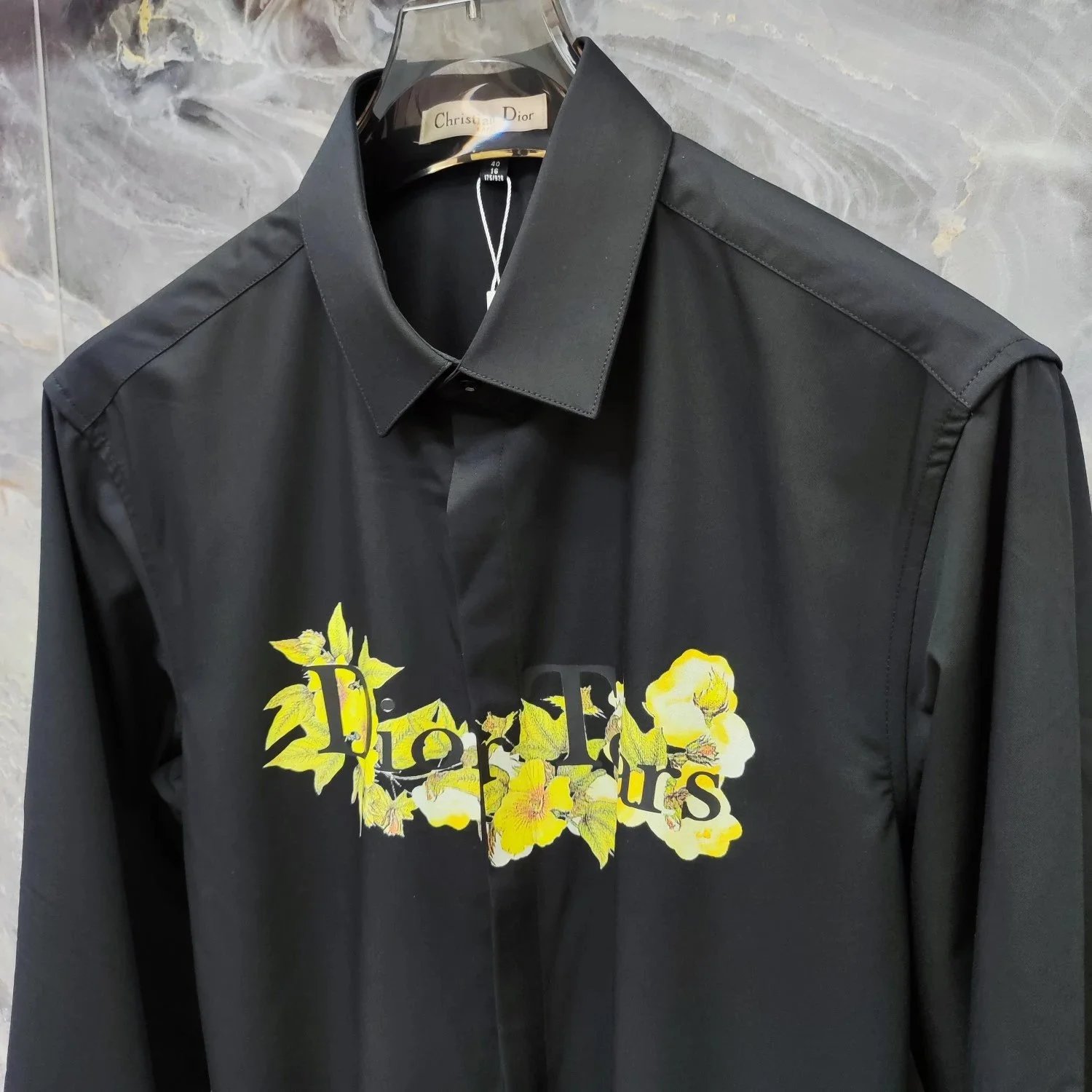 Dior Black Shirt with Turtle Brooch - 12