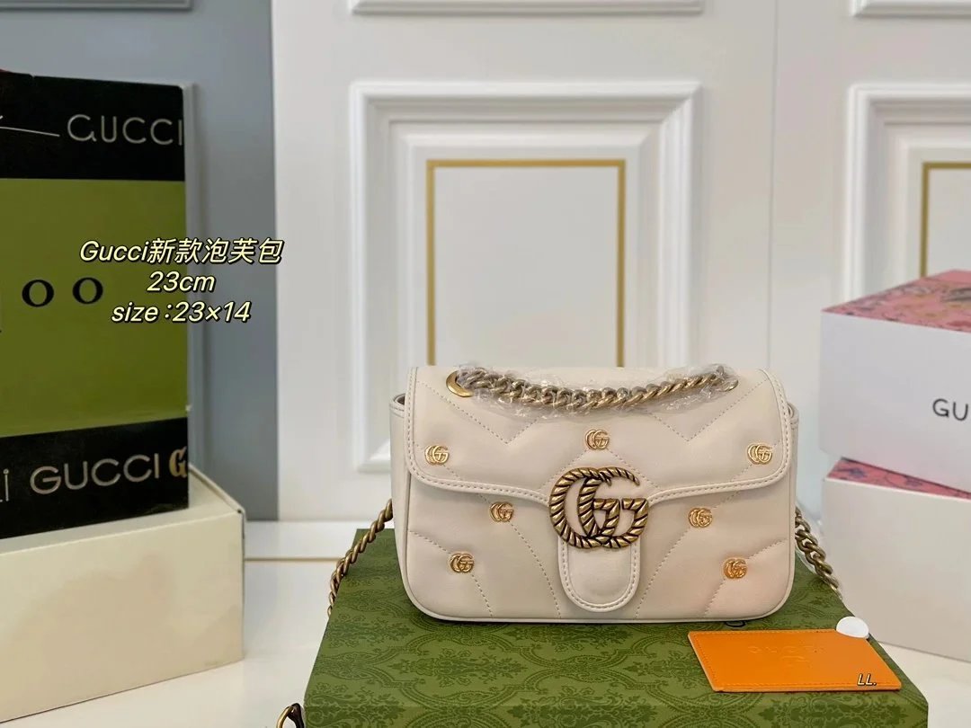 Gucci GG Marmont Mini Hobo Bag Beige with Web Stripe Shoulder Bag - 2