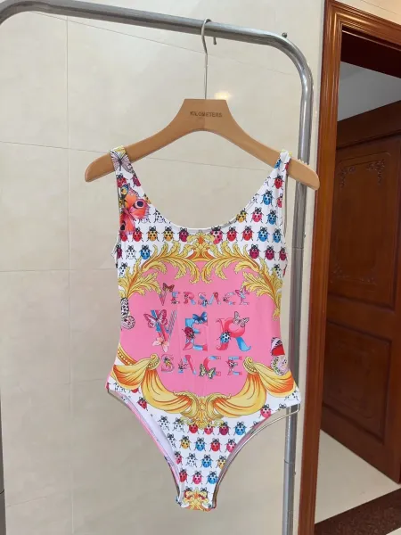 Versace Iconic Greca Pattern Blue Yellow Triangle Bikini Set - 17