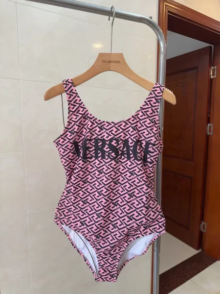 Versace Iconic Greca Pattern Blue Yellow Triangle Bikini Set - 25