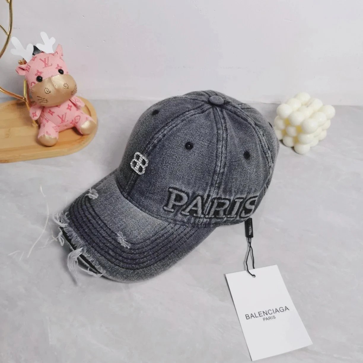 Balenciaga BB Logo Embroidered Monogram Baseball Cap Gray - 21