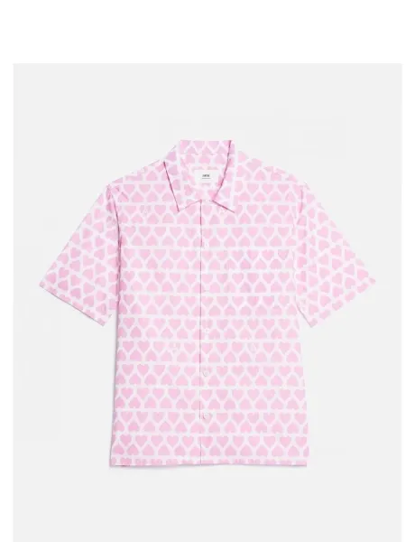 Ami Alexandre Mattiussi Short-Sleeve Stripe Shirt in Charcoal and Sky Blue - 21
