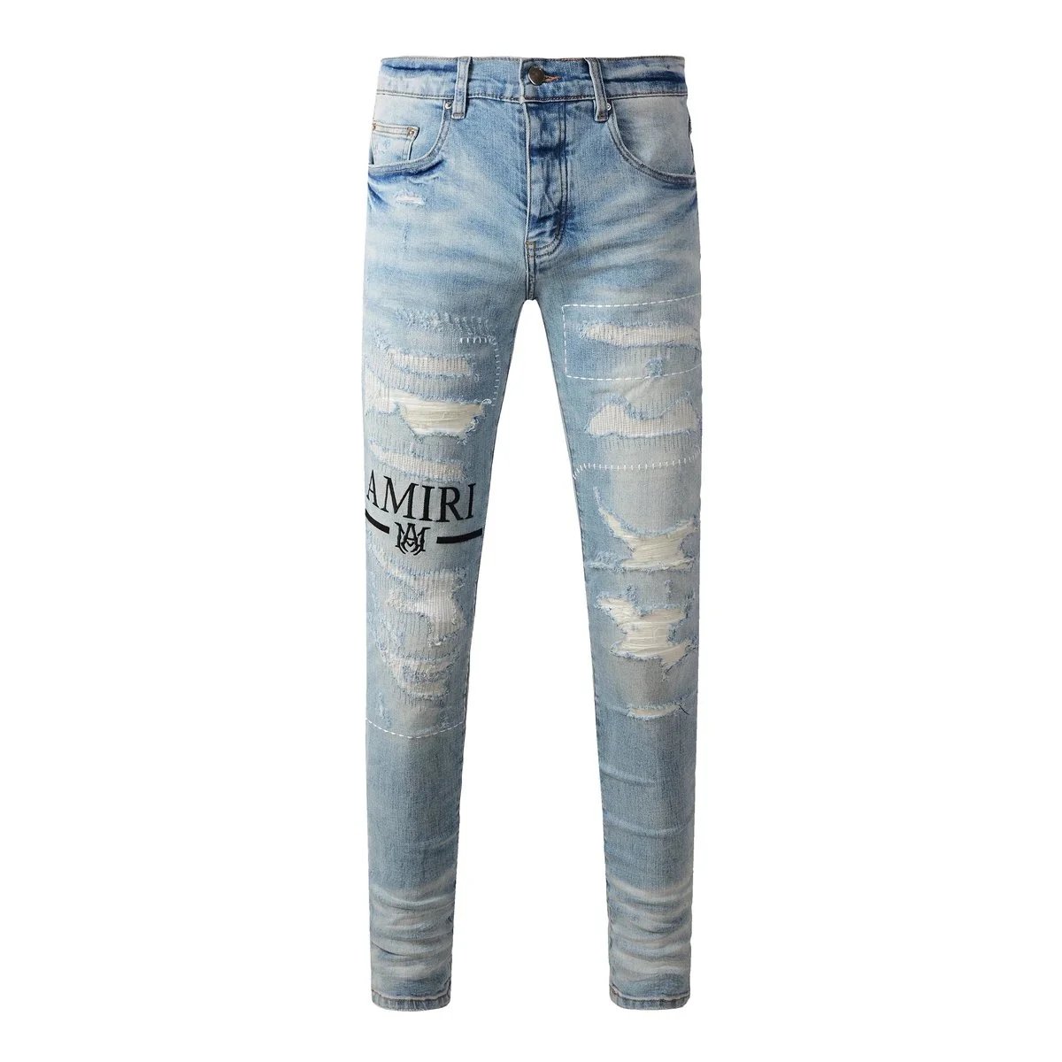 Amiri Distressed Skull Print Black Jeans - 29