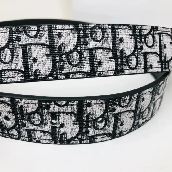 Dior CD Oblique Print Belt Black and White with Gold-Tone Buckle - 7