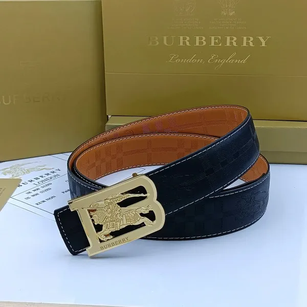 Burberry TB Monogram Check Leather Belt Tan - 5