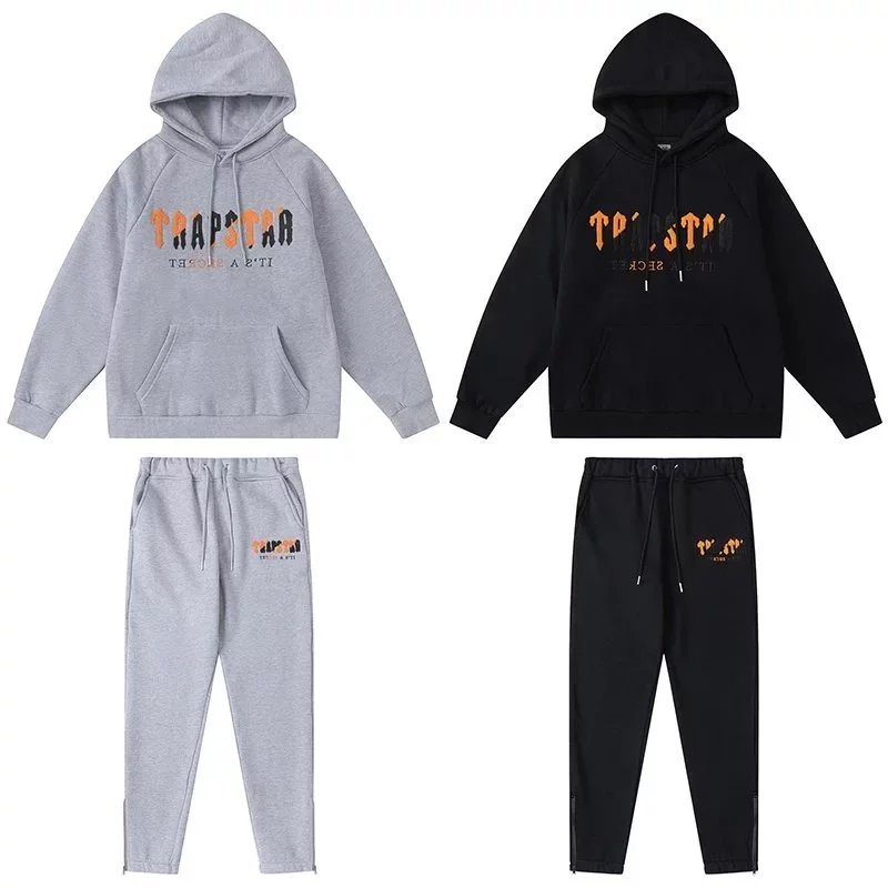 Trapstar Grey and Black Hoodie and Pants Set