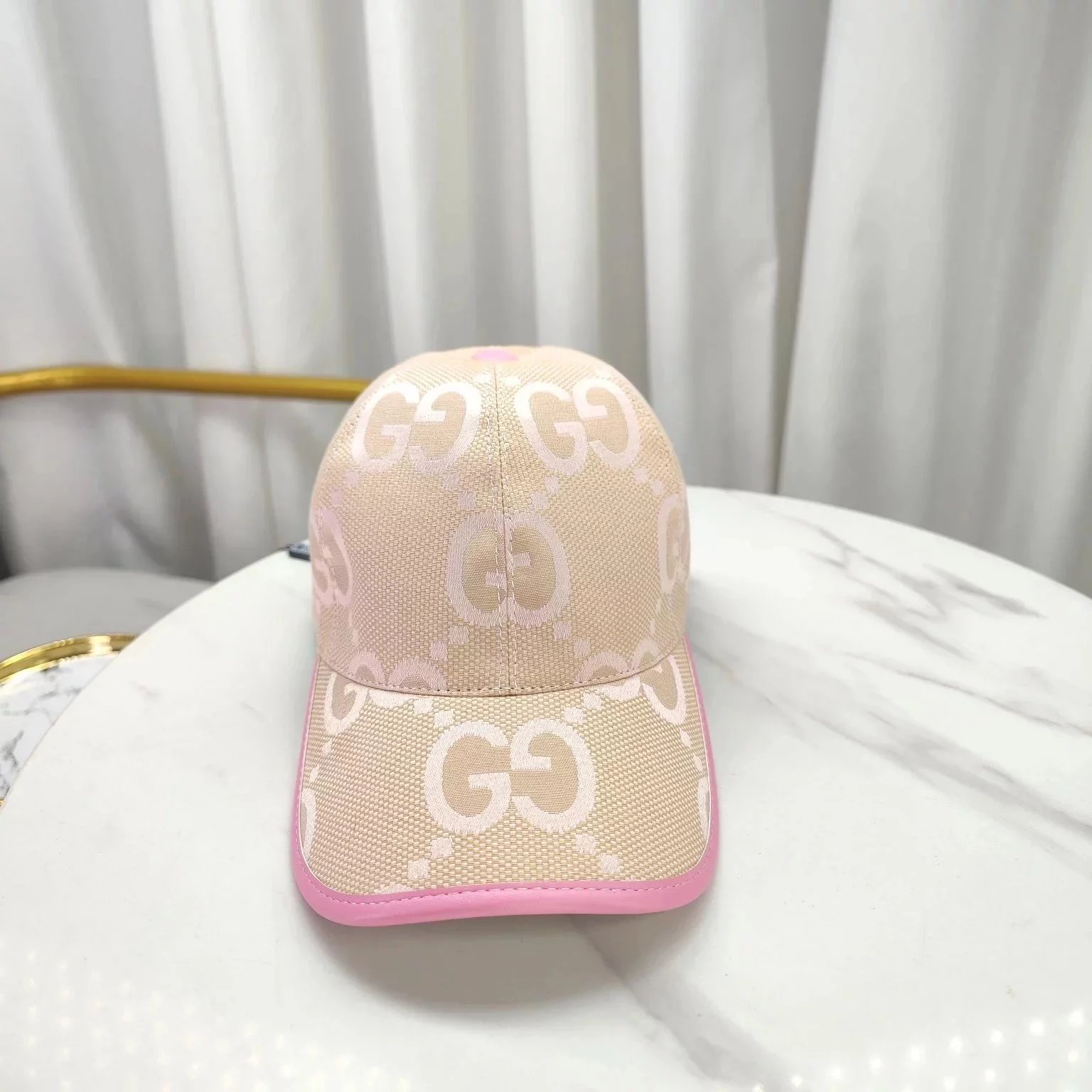 Gucci GG Monogram Baseball Cap White with Yellow Trim - 8