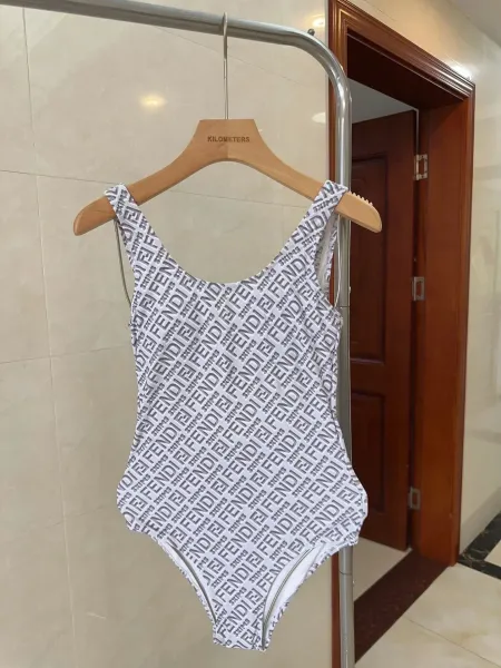 Fendi Logo-Print One-Piece Swimsuit Brown - 23