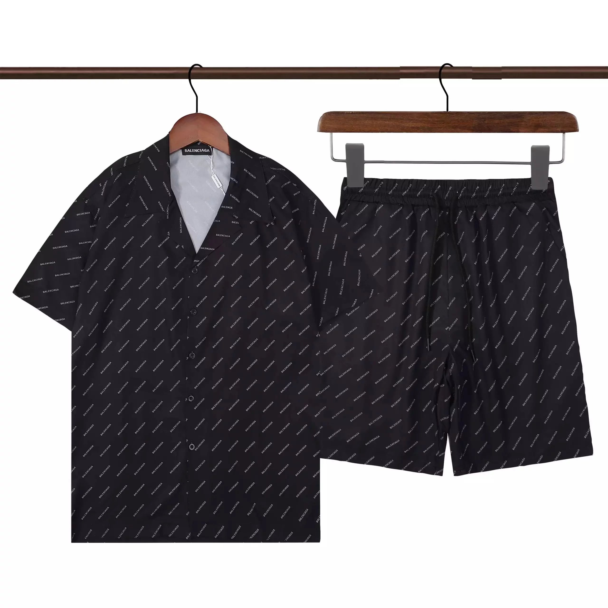 Balenciaga Paperclip Print Short-Sleeve Shirt and Shorts Set White - 25