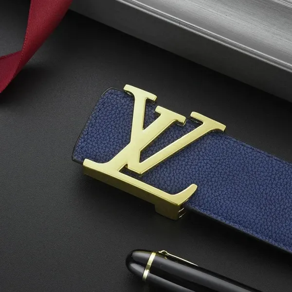 Louis Vuitton Reversible Belt Olive Green and Navy Leather Belt - 13