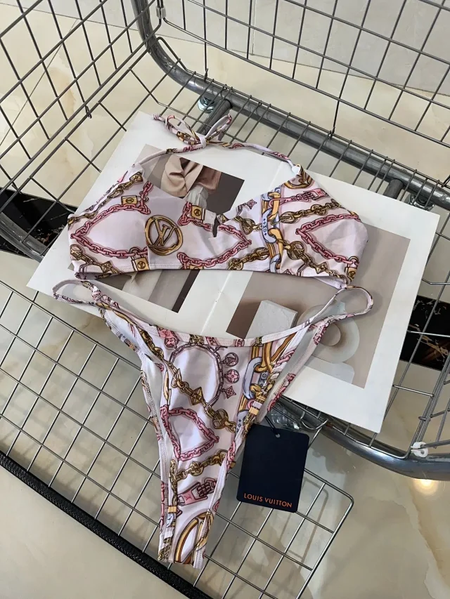 Louis Vuitton Swimwear Monogram Print Triangle Bikini Set product detail image 30