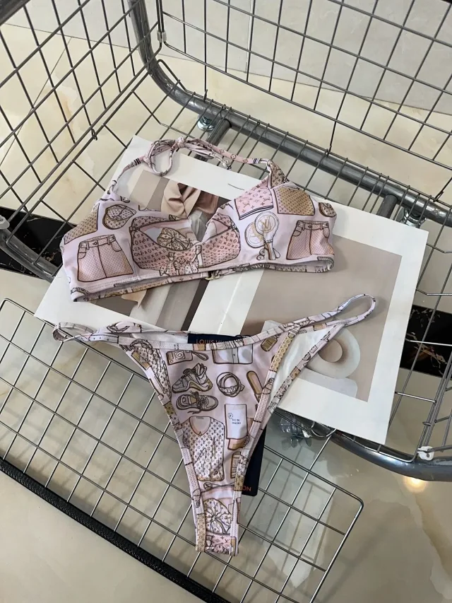 Louis Vuitton Swimwear Monogram Print Triangle Bikini Set product detail image 27