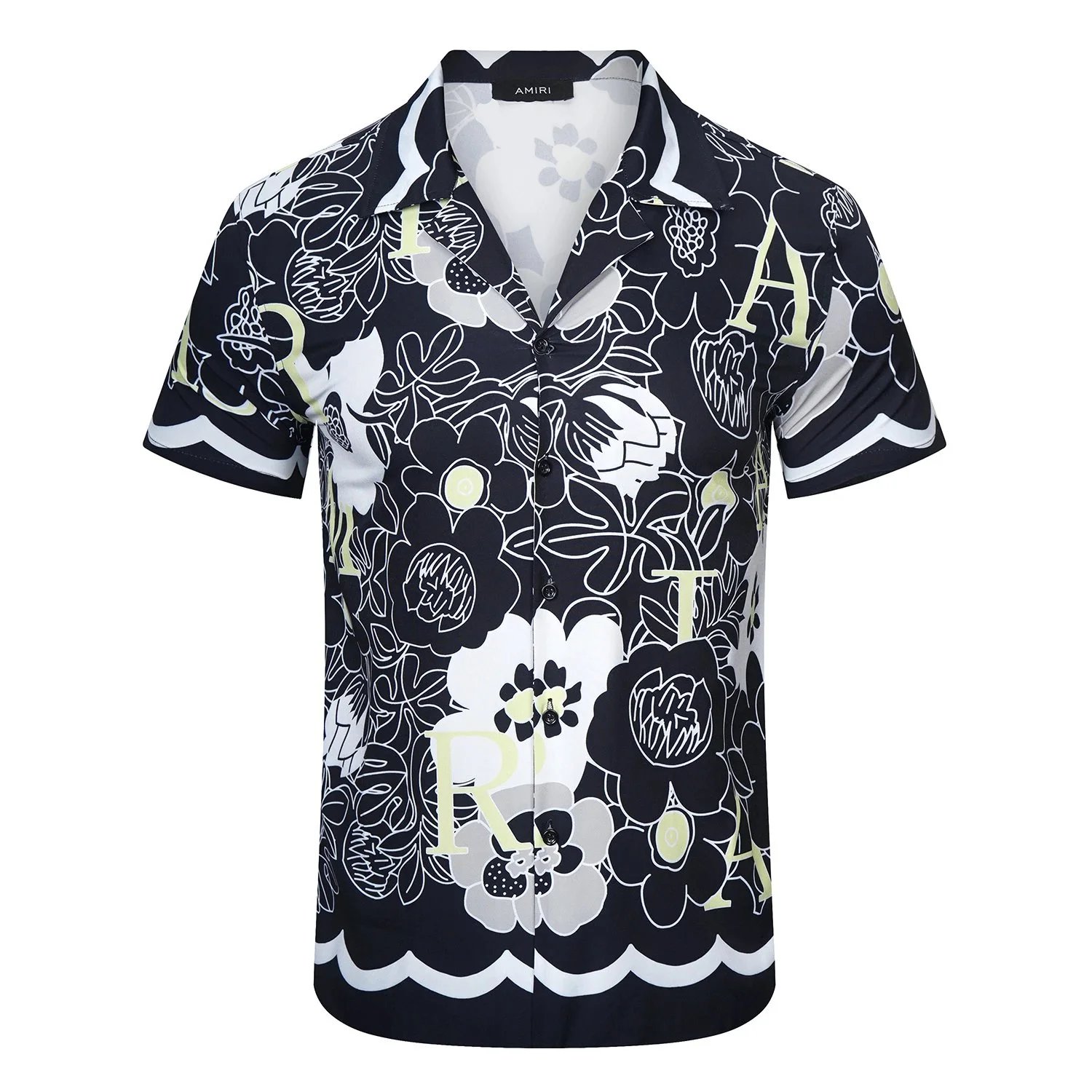 Amiri Floral Print Short-Sleeve Shirt Navy - 18