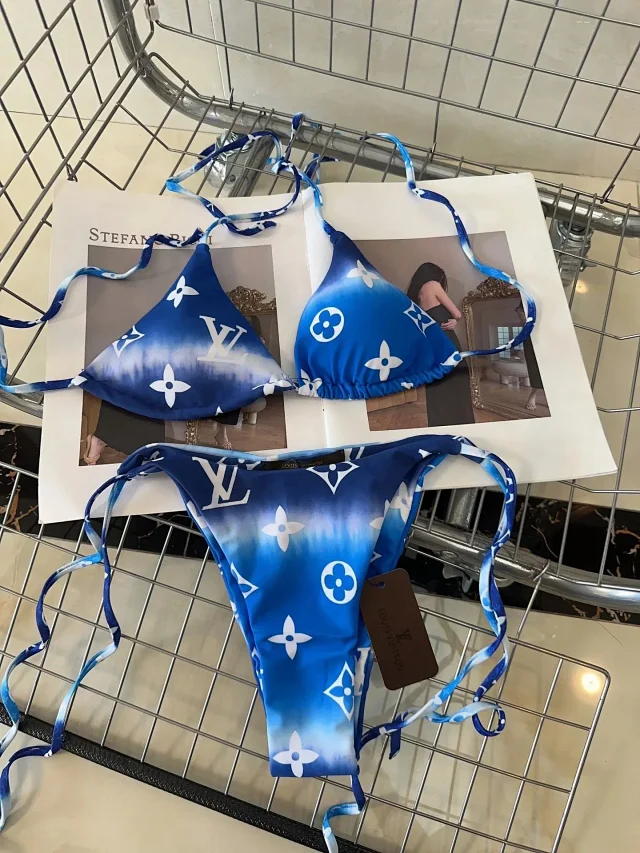 Louis Vuitton Swimwear Monogram Print Triangle Bikini Set product detail image 38