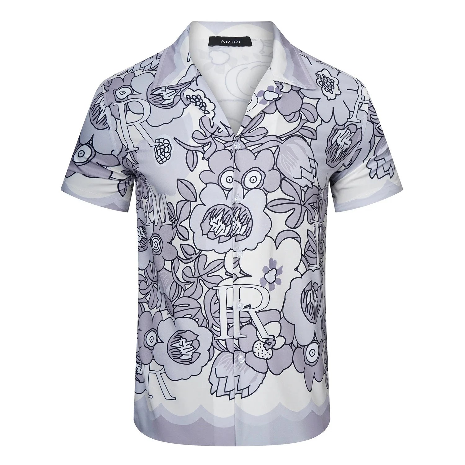 Amiri Floral Print Short-Sleeve Shirt Navy - 19