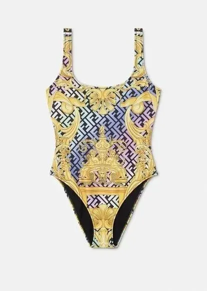 Versace Medusa Urn Print Long-Sleeve Bodysuit Lilac - 45