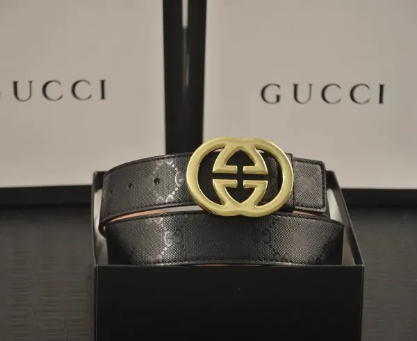 Gucci GG Marmont Belt Black Leather with Web Stripe Buckle - 3
