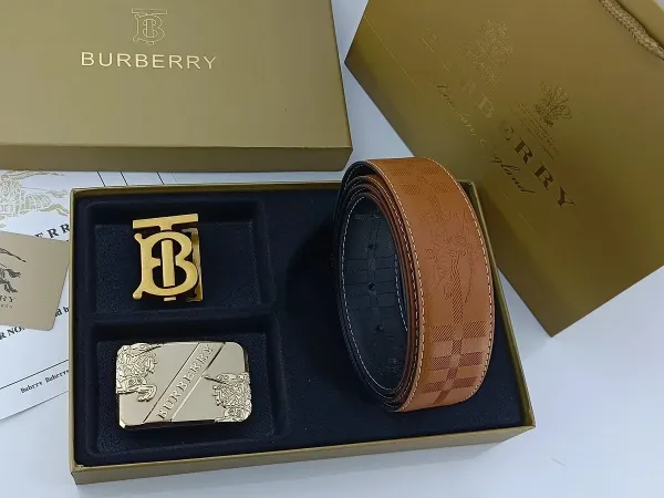 Burberry Check-Embossed Leather Belt with Iconic Horseferry Buckle Tan - 8