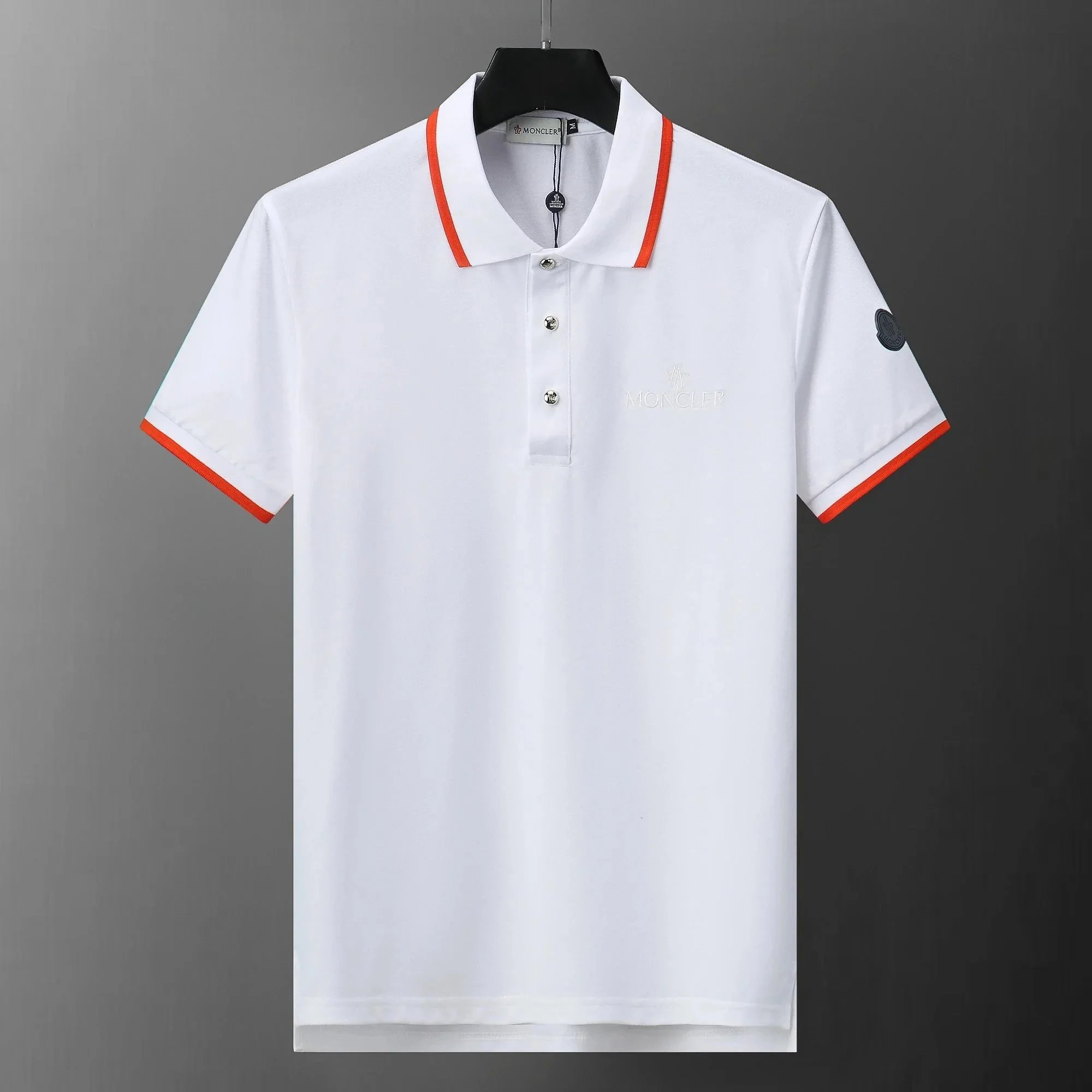 Moncler Polo Shirt Black with Tricolor Trim - 19