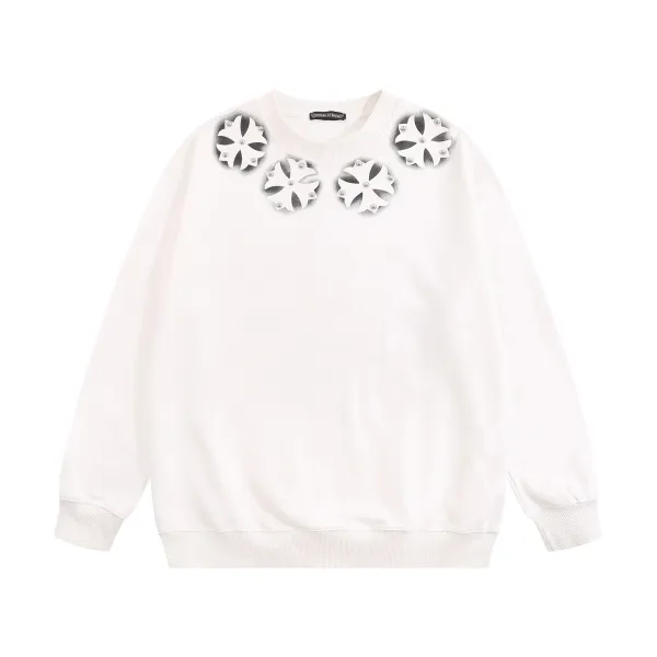 Chrome Hearts Cross Embroidered White Hoodie - 17