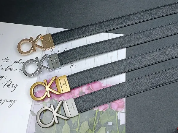 Calvin Klein CK Logo Buckle Black Leather Belt - 3