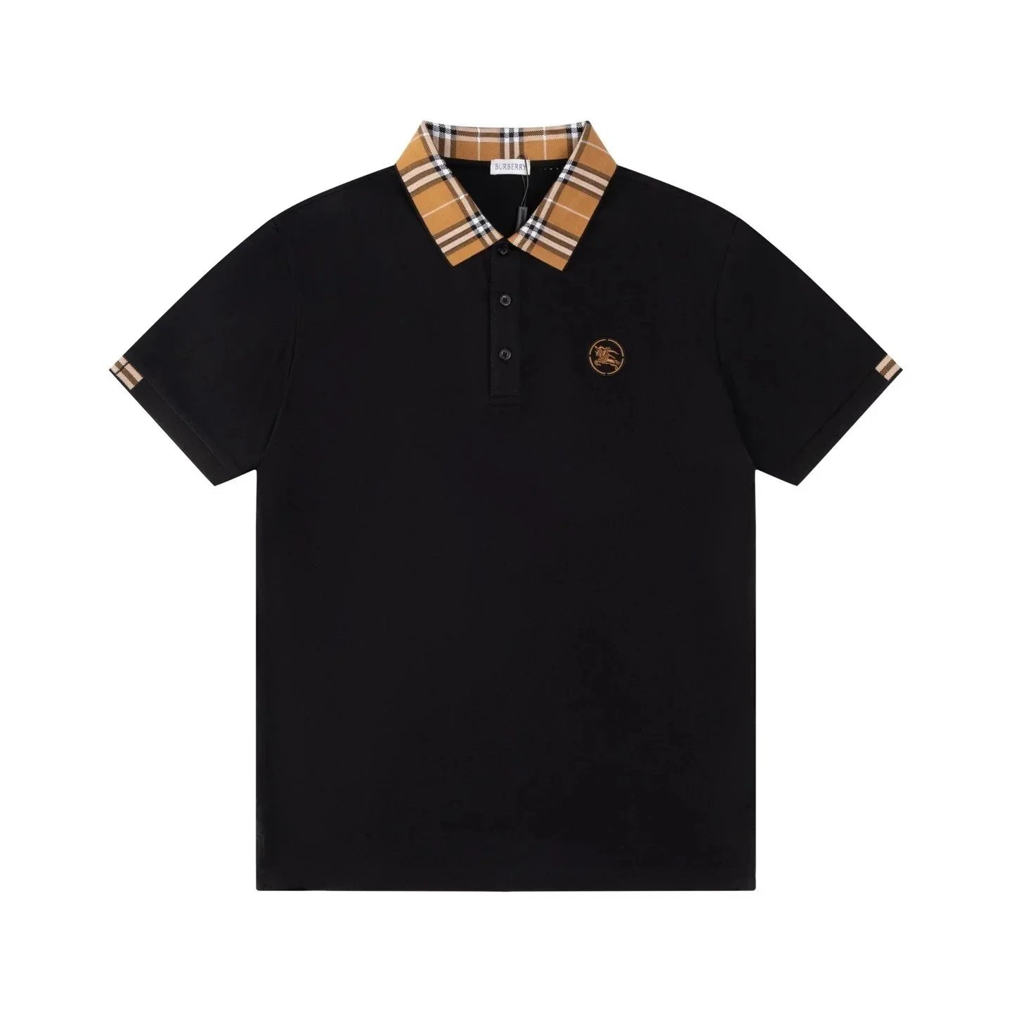 Burberry Equestrian Knight Embroidered Black Polo Tops Polo - 3
