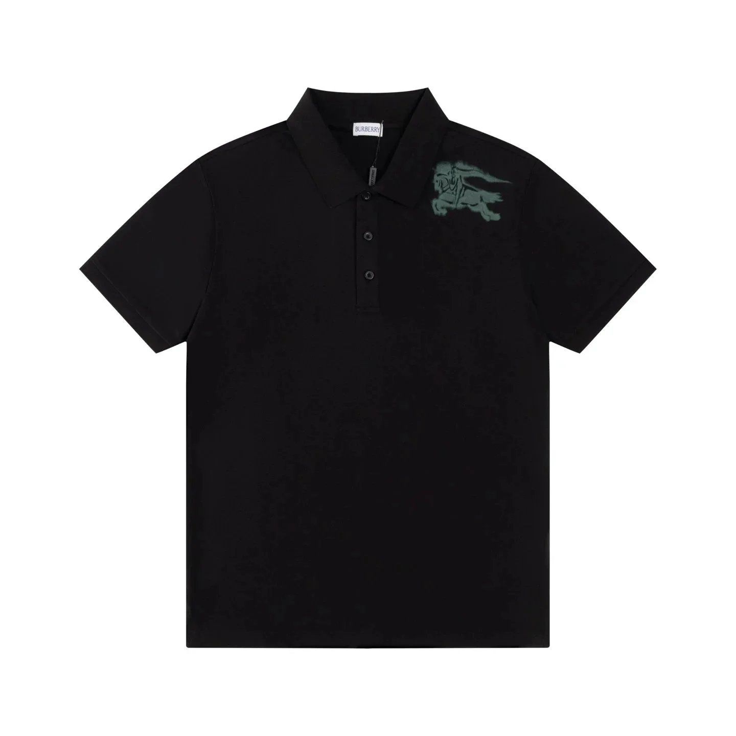 Burberry Equestrian Knight Embroidered Black Polo Tops Polo - 24