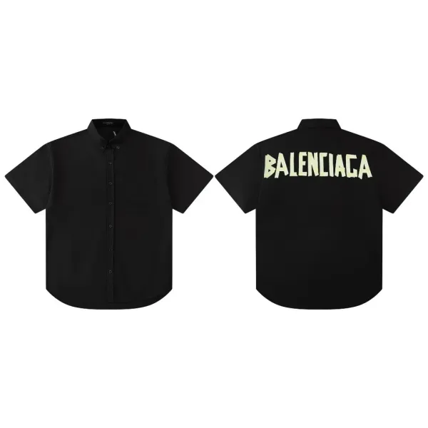 Balenciaga Logo Stripe Short-Sleeve Shirt Black and White - 14