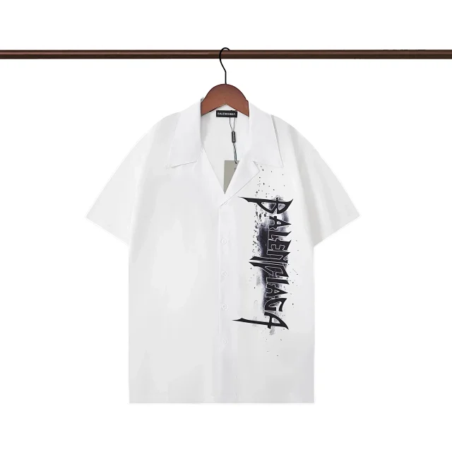 Balenciaga Shirts Short-Sleeve Logo-Print Button-Up Shirt product detail image 22