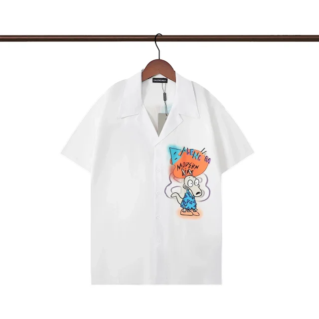 Balenciaga Shirts Short-Sleeve Logo-Print Button-Up Shirt product detail image 28