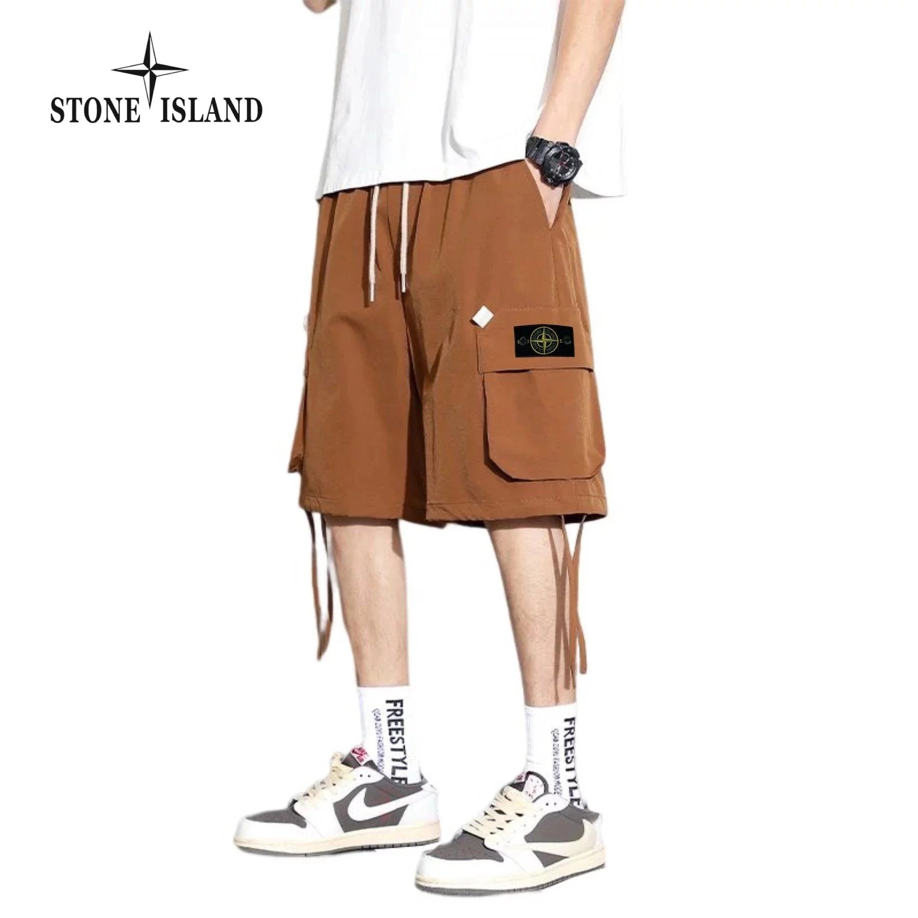 Stone Island Compass Logo Shorts Gray - 23