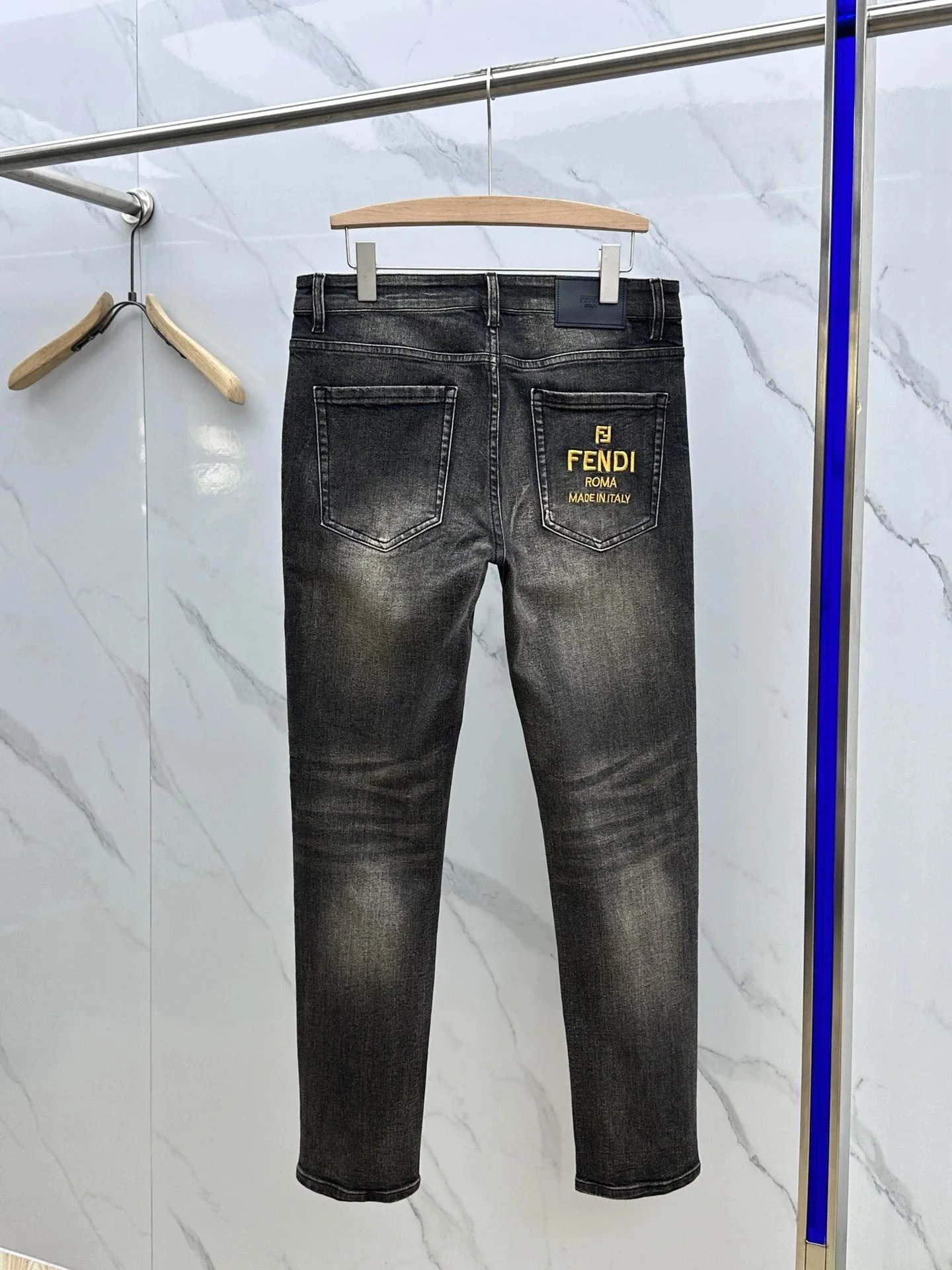 Fendi Embroidered Patch Denim Jeans Blue - 15