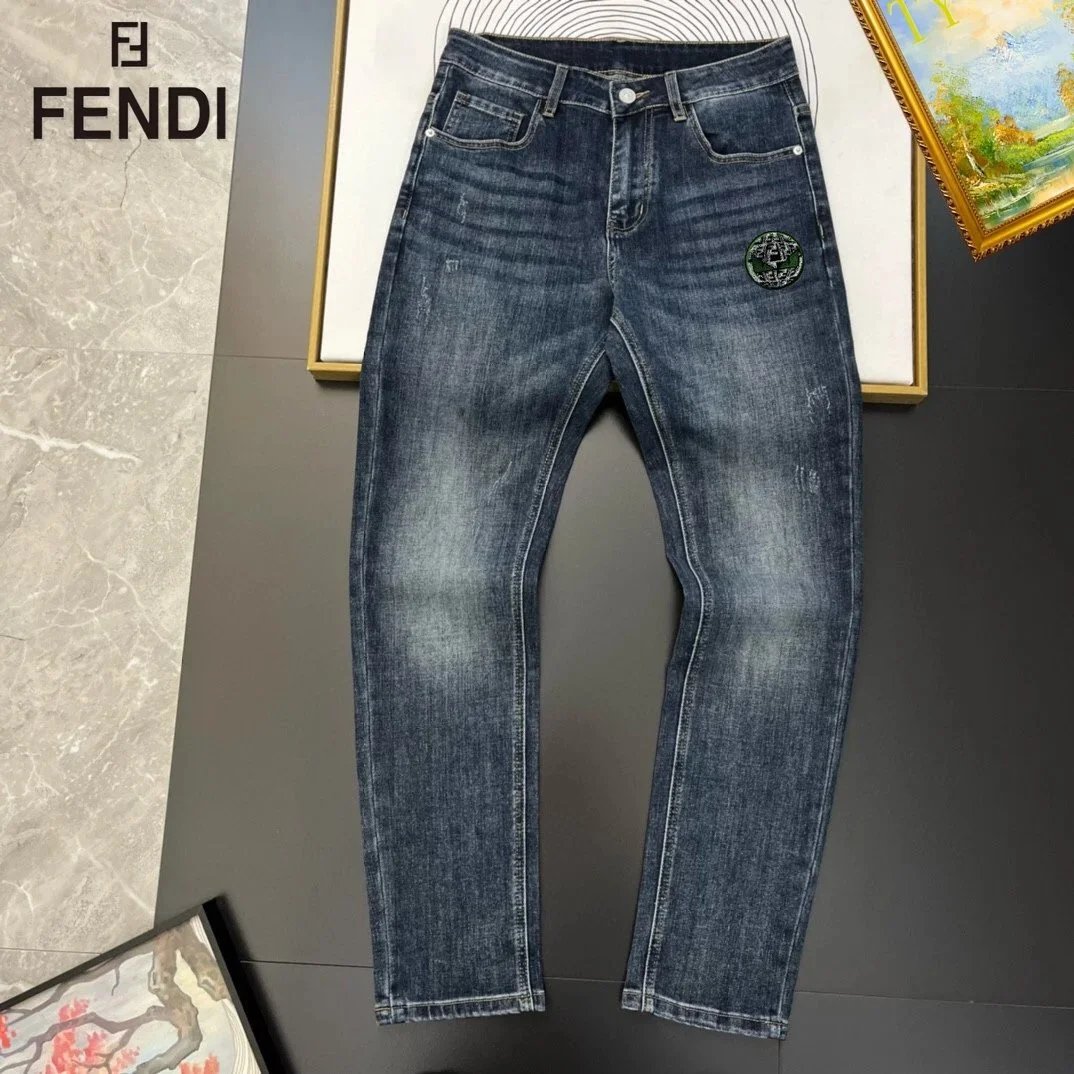 Fendi Embroidered Patch Denim Jeans Blue - 20