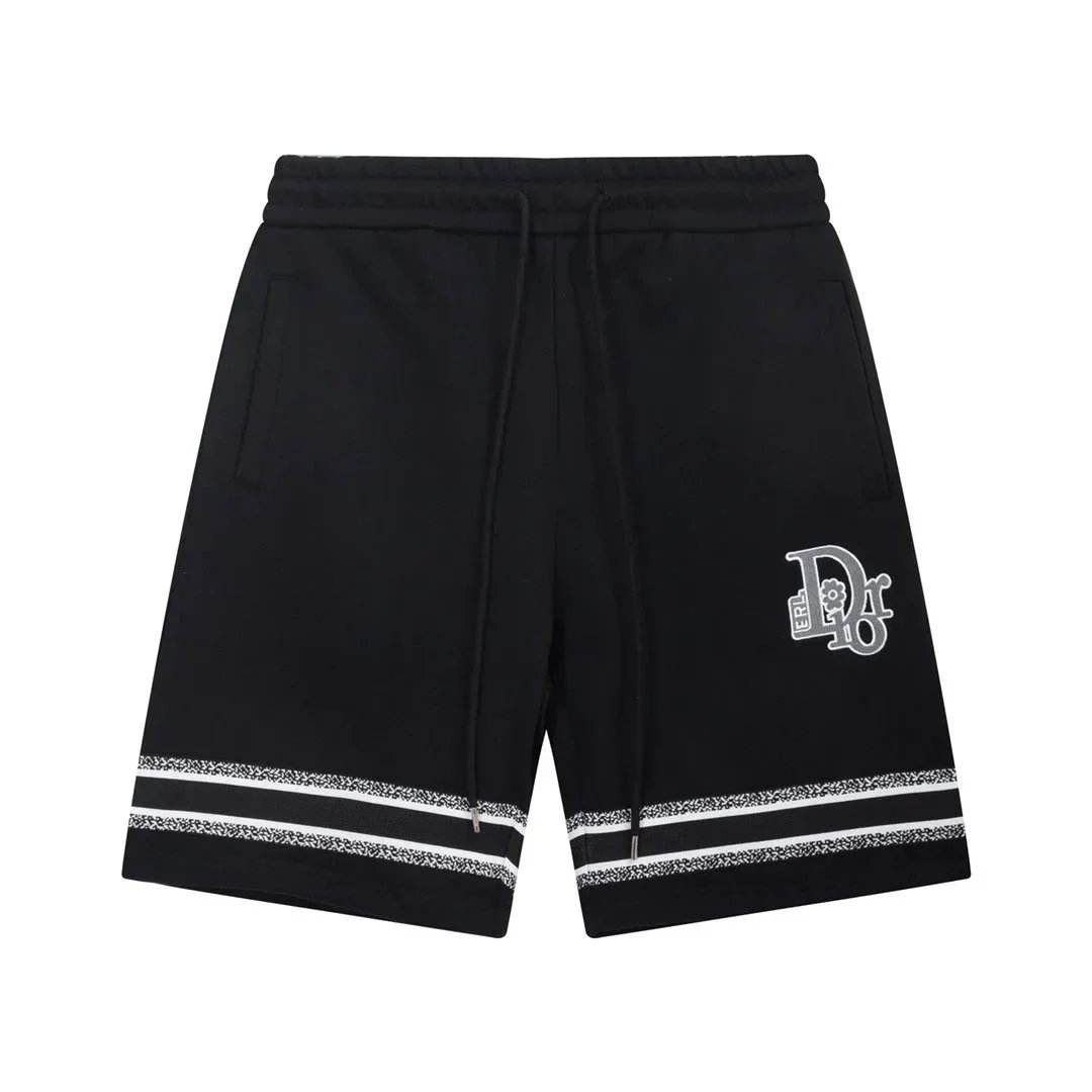 Dior Oblique Print Shorts Beige Brown Striped Cuff Shorts - 24