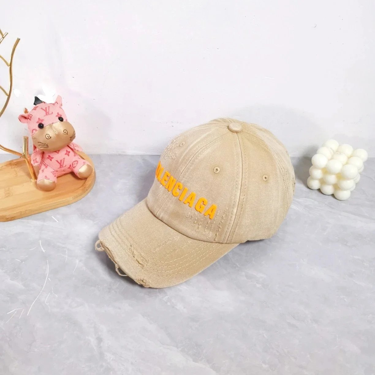 Balenciaga BB Logo Embroidered Monogram Baseball Cap Gray - 27