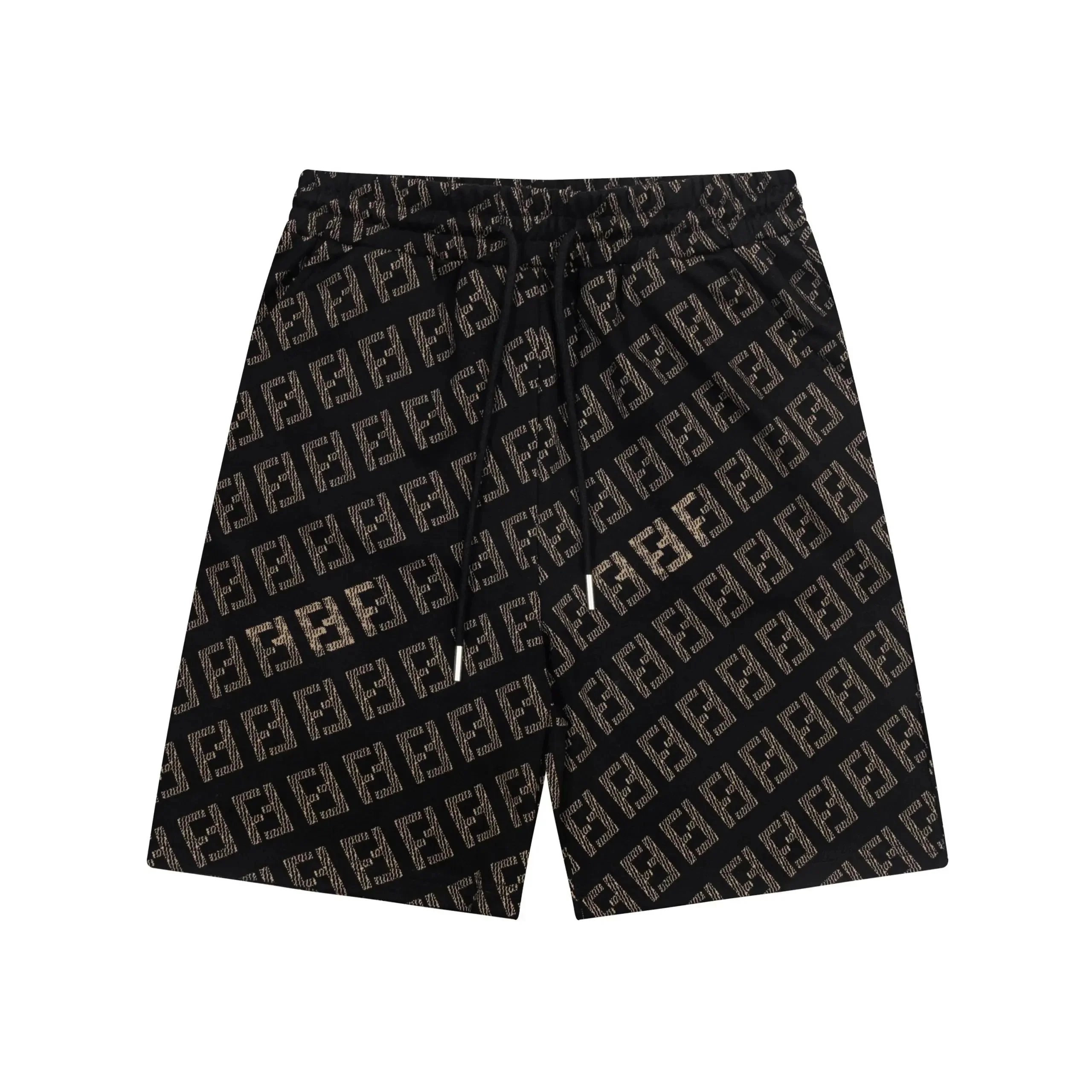 Fendi FF Monogram Print Drawstring Waist Shorts Brown - 3