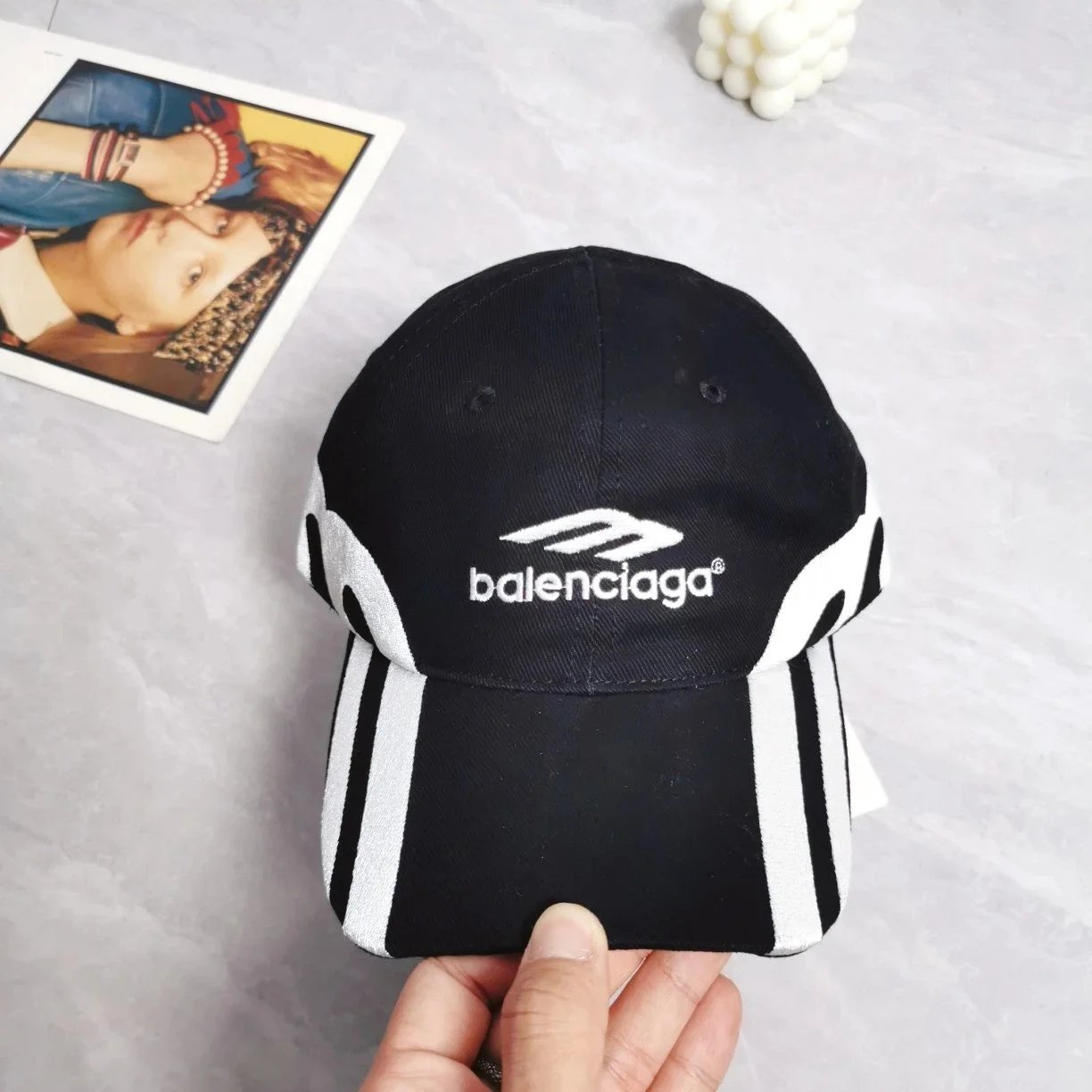 Balenciaga BB Logo Embroidered Monogram Baseball Cap Gray - 35