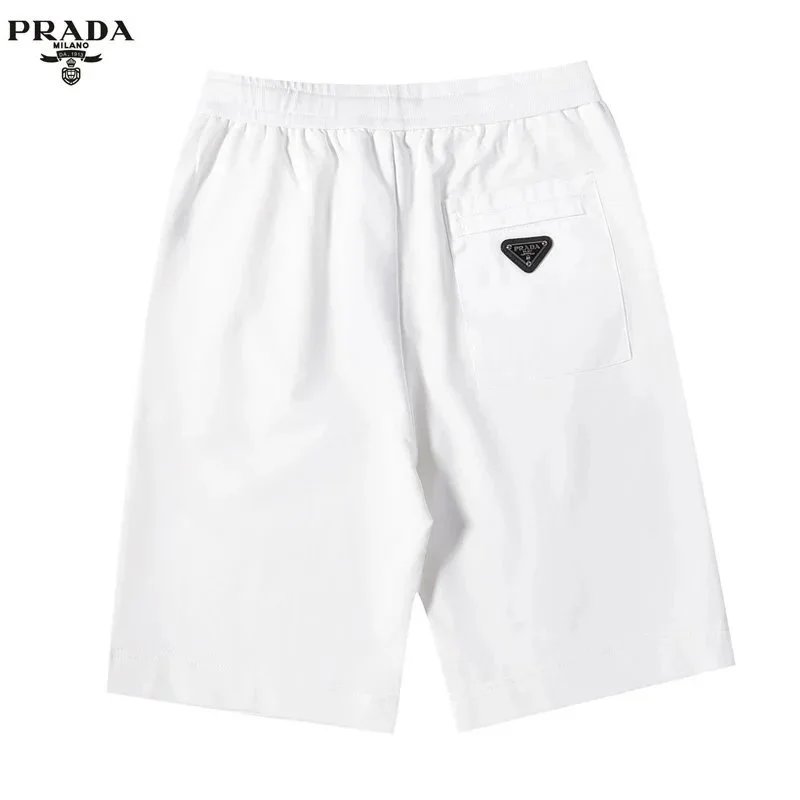Prada Logo-Embroidered White Cotton Shorts - 6
