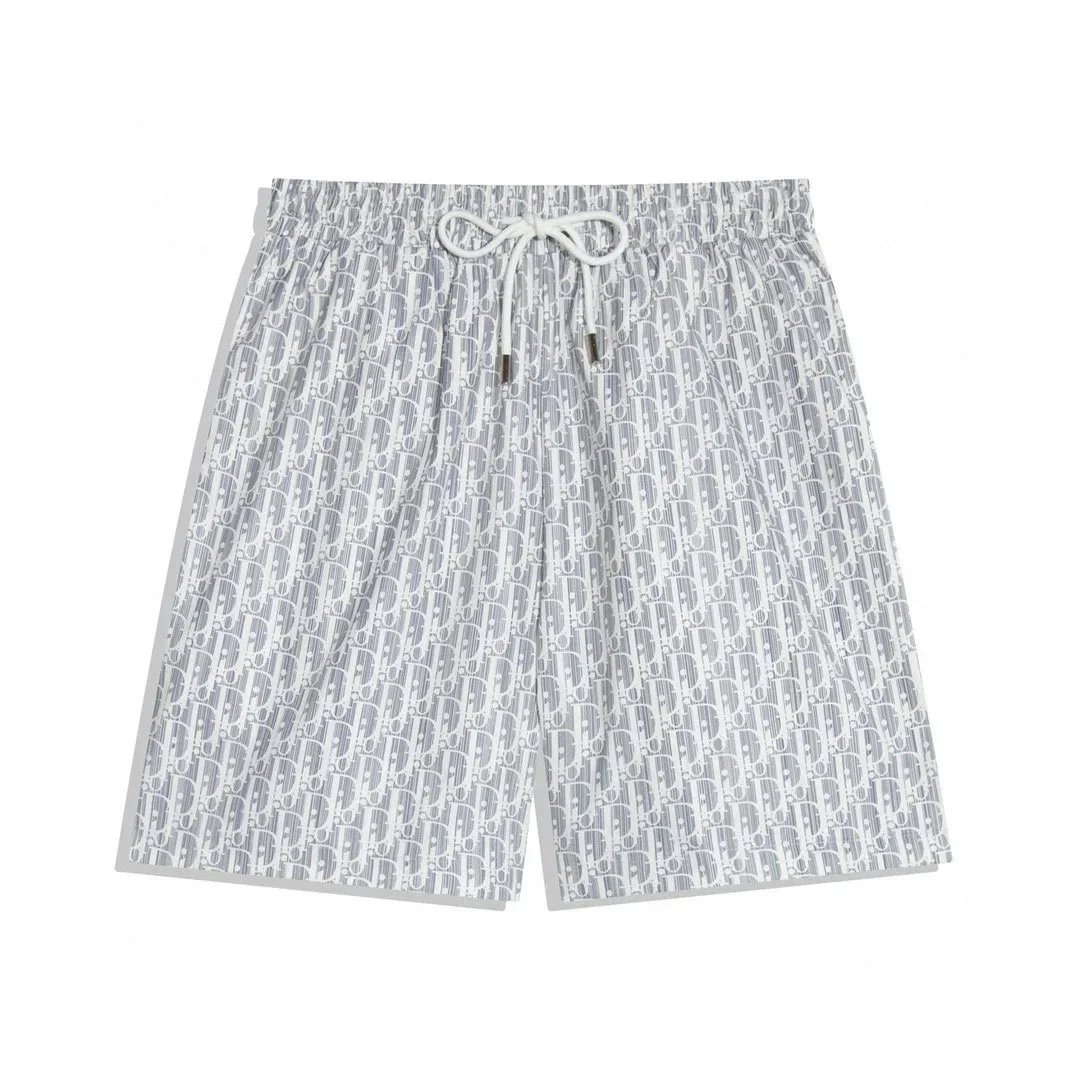 Dior Oblique Print Shorts Beige Brown Striped Cuff Shorts - 23
