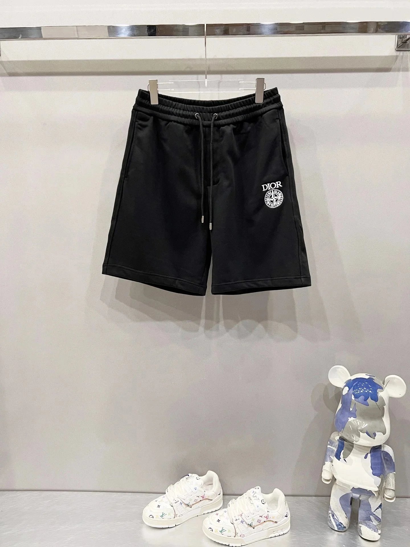 Dior Oblique Print Shorts Beige Brown Striped Cuff Shorts - 31