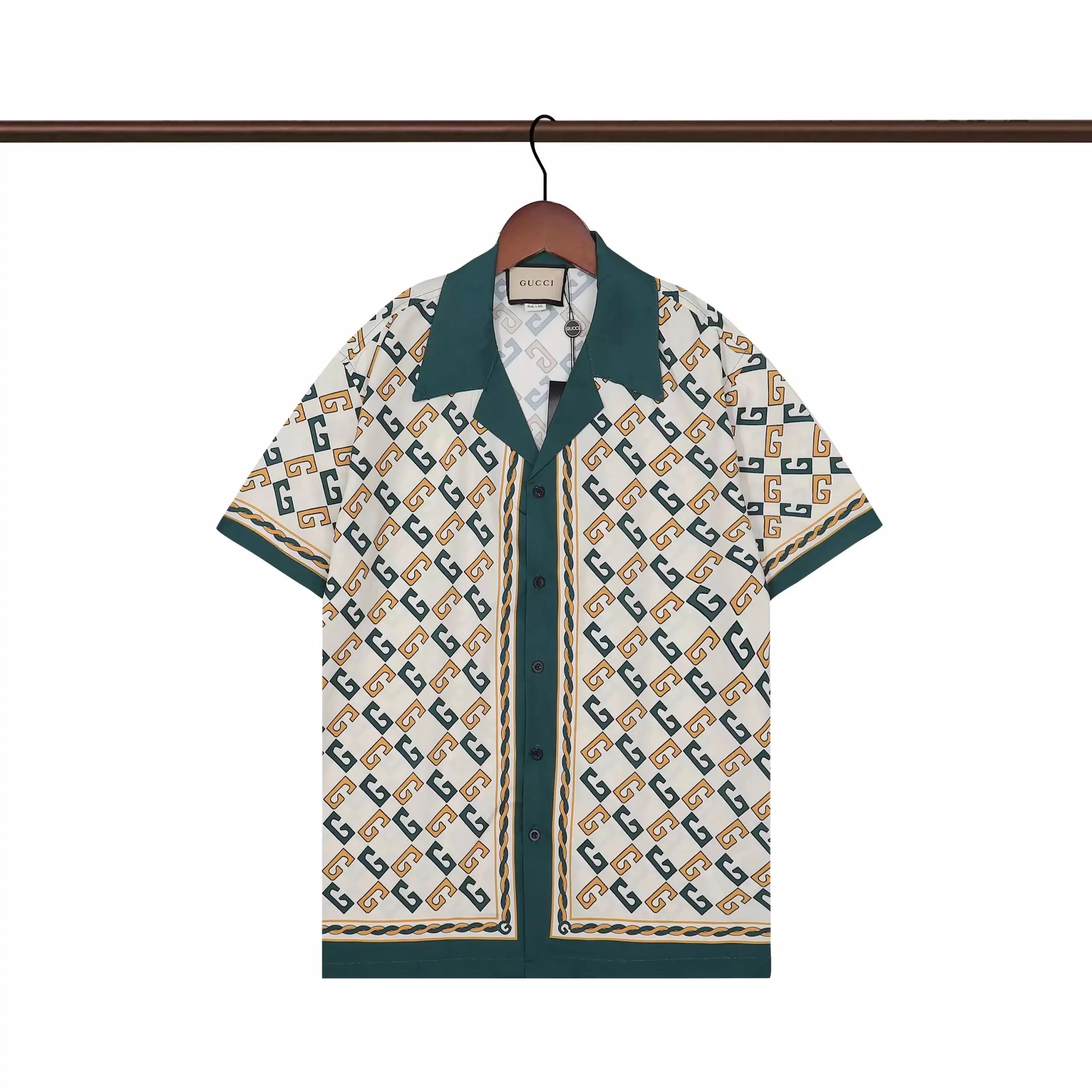 Gucci Tiger Print Silk Shirt and Shorts Set Light Blue Multicolor - 24