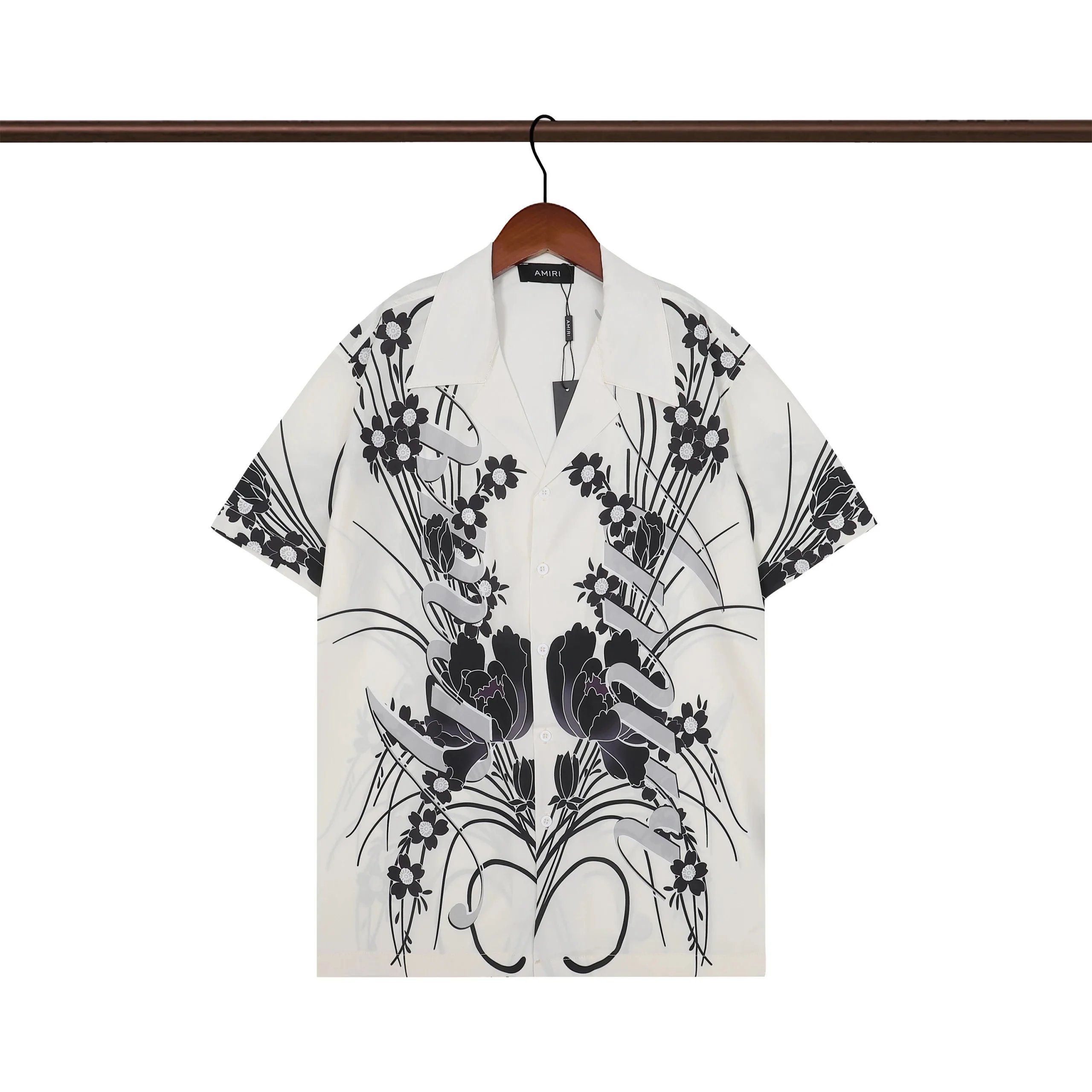 Amiri Graffiti Print Short-Sleeve Shirt Navy - 21