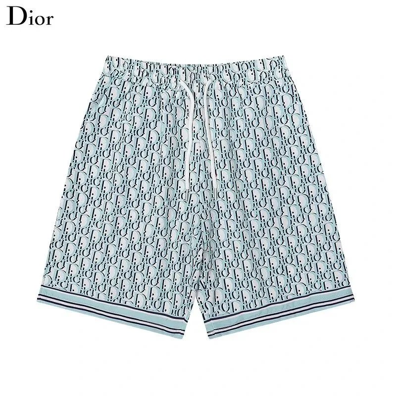 Dior Oblique Print Shorts Beige Brown Striped Cuff Shorts - 5