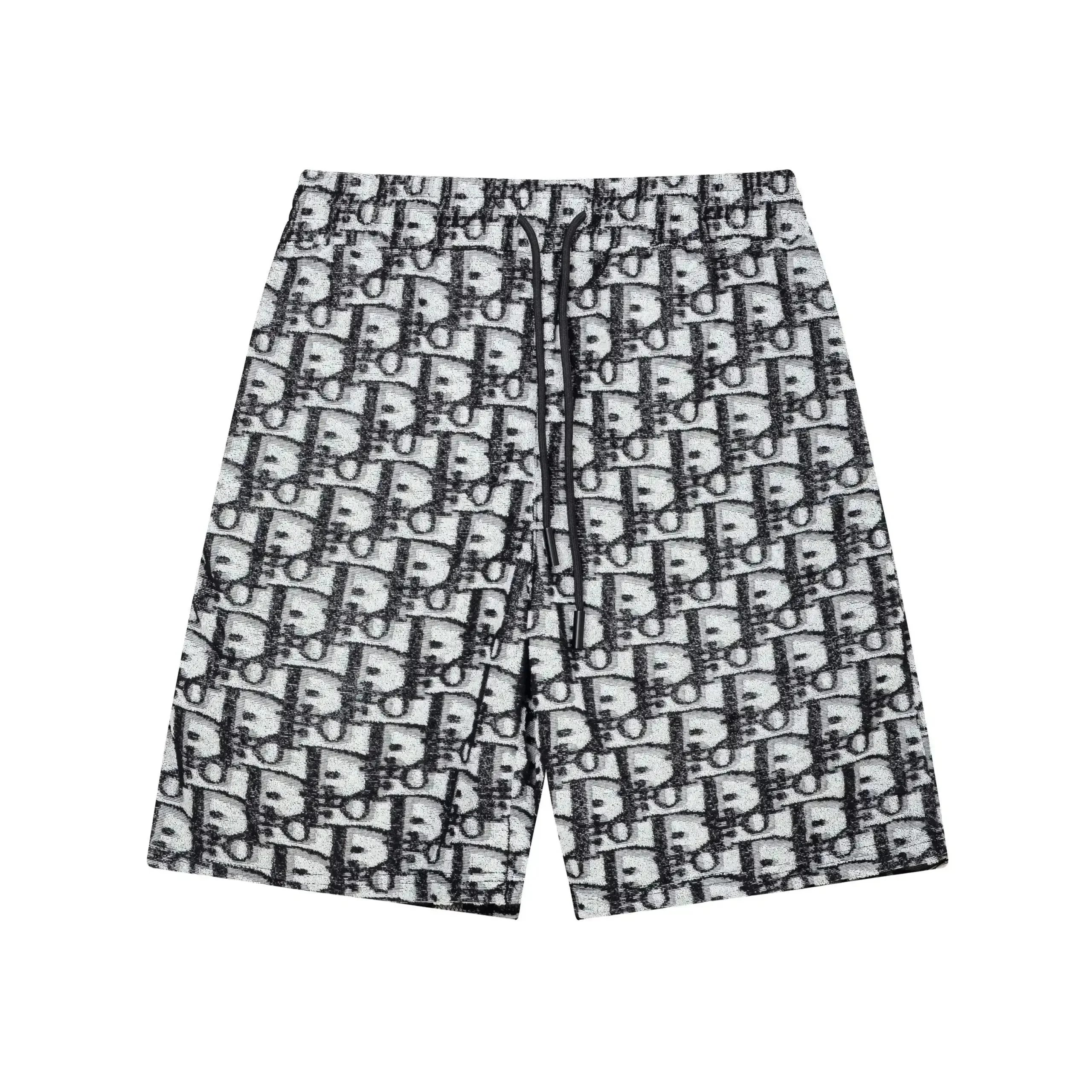 Dior Oblique Print Shorts Beige Brown Striped Cuff Shorts - 20