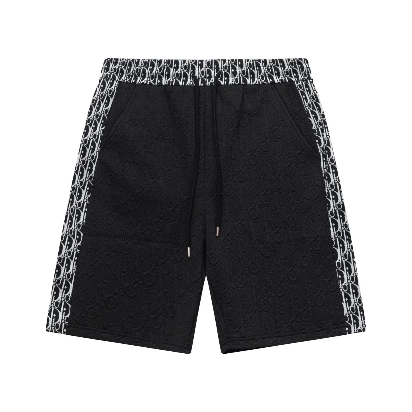 Dior Oblique Print Shorts Beige Brown Striped Cuff Shorts - 27