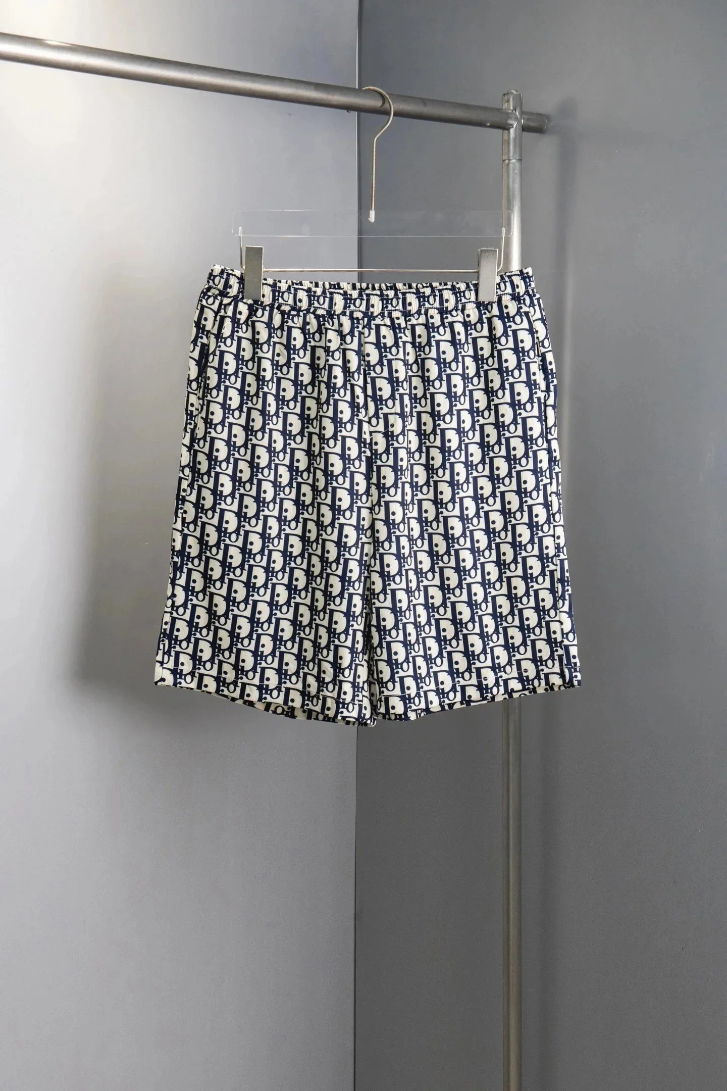 Dior Oblique Print Shorts Beige Brown Striped Cuff Shorts - 34