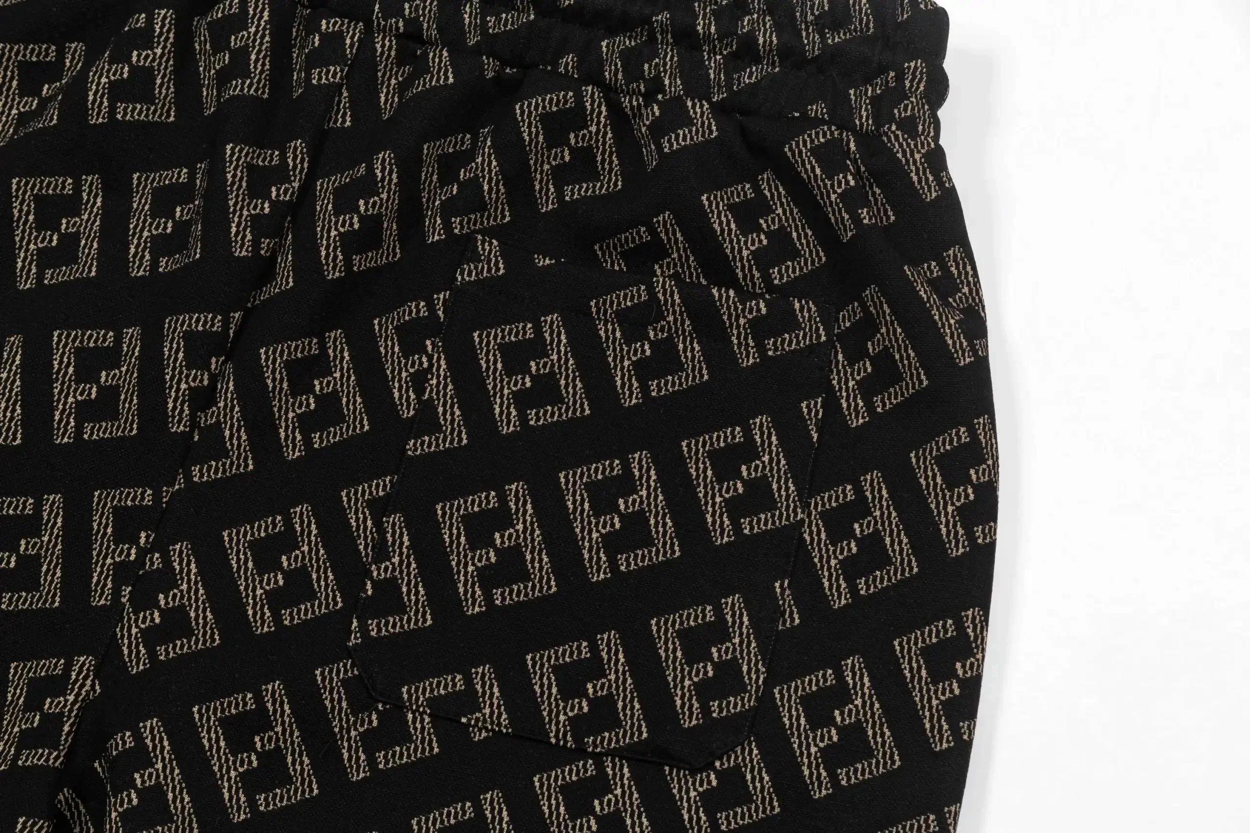 Fendi FF Monogram Print Drawstring Waist Shorts Brown - 6