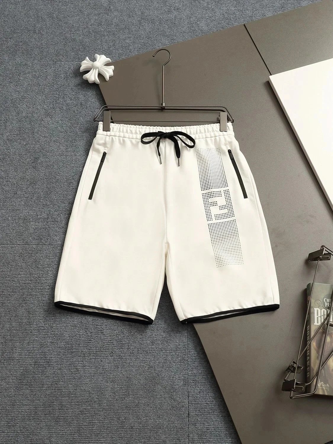 Fendi FF Monogram Print Drawstring Waist Shorts Brown - 22