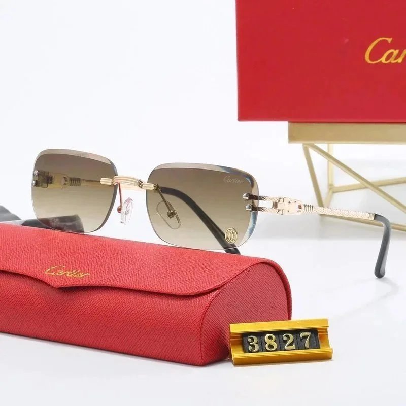 Cartier Panthère de Cartier Rectangular Gold-Tone Brown Gradient Sunglasses - 7