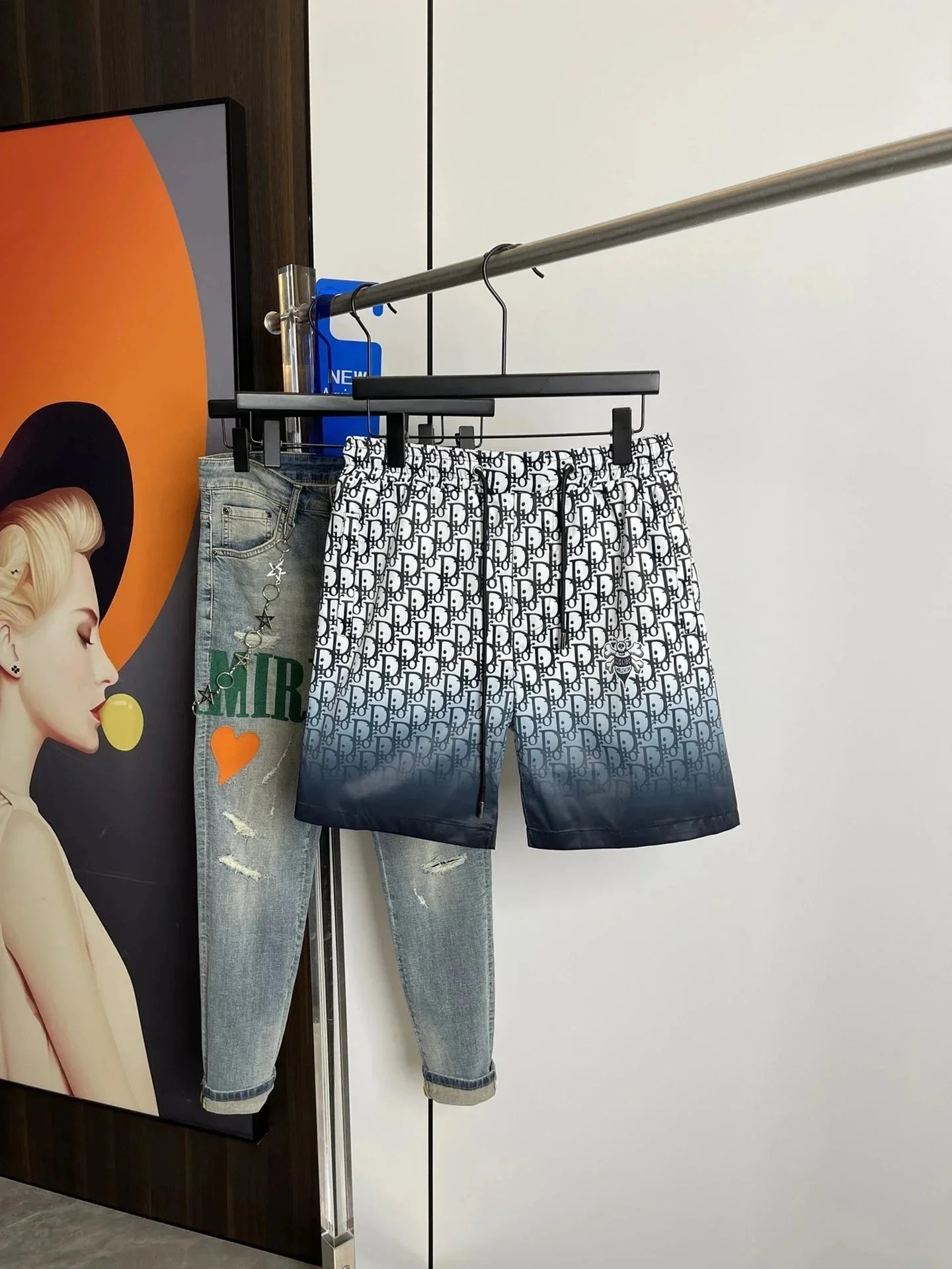 Dior Oblique Print Shorts Beige Brown Striped Cuff Shorts - 11